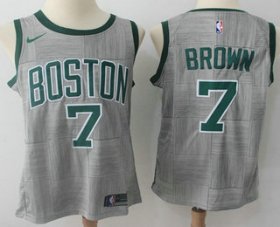 Wholesale Cheap Men\'s Boston Celtics #7 Jaylen Brown Gray NBA Swingman City Edition Jersey