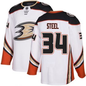 Wholesale Cheap Adidas Ducks #34 Sam Steel White Road Authentic Stitched NHL Jersey