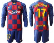 Wholesale Cheap Barcelona #17 Griezmann Home Long Sleeves Soccer Club Jersey