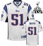 Wholesale Cheap Patriots #51 Jerod Mayo White Super Bowl XLVI Embroidered NFL Jersey