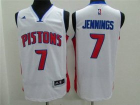 Wholesale Cheap Men\'s Detroit Pistons #7 Brandon Jennings Revolution 30 Swingman 2014 New White Jersey