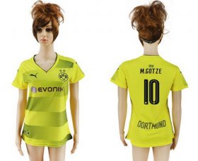 Wholesale Cheap Women\'s Dortmund #10 M.Gotze Home Soccer Club Jersey
