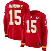 Wholesale Cheap Nike Chiefs #15 Patrick Mahomes Red Team Color Women's Stitched NFL Limited Therma Long Sleeve Jersey