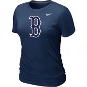 Wholesale Cheap Women's MLB Boston Red Sox Heathered Nike Blended T-Shirt Dark Blue