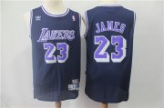 Wholesale Cheap Los Angeles Lakers #23 LeBron James Navy BlueThrowback Stitched NBA Jersey