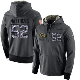 Wholesale Cheap NFL Men\'s Nike Green Bay Packers #52 Clay Matthews Stitched Black Anthracite Salute to Service Player Performance Hoodie