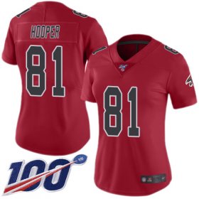 Wholesale Cheap Nike Falcons #81 Austin Hooper Red Women\'s Stitched NFL Limited Rush 100th Season Jersey