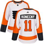 Wholesale Cheap Adidas Flyers #11 Travis Konecny White Road Authentic Women's Stitched NHL Jersey