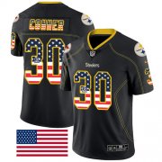 Wholesale Cheap Nike Steelers #30 James Conner Black Men's Stitched NFL Limited Rush USA Flag Jersey