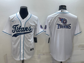 Wholesale Cheap Men\'s Tennessee Titans White Team Big Logo With Patch Cool Base Stitched Baseball Jersey