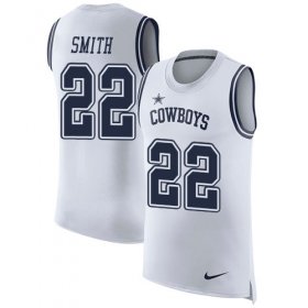 Wholesale Cheap Nike Cowboys #22 Emmitt Smith White Men\'s Stitched NFL Limited Rush Tank Top Jersey