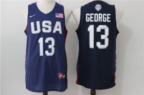Wholesale Cheap 2016 Olympics Team USA Men\'s #13 Paul George Navy Blue Revolution 30 Swingman Basketball Jersey