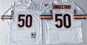 Wholesale Cheap Mitchell&Ness Bears #50 Mike Singletary White Small No. Throwback Stitched NFL Jersey