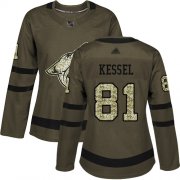 Wholesale Cheap Adidas Coyotes #81 Phil Kessel Green Salute to Service Women's Stitched NHL Jersey