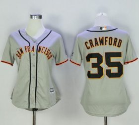 Wholesale Cheap Giants #35 Brandon Crawford Grey Women\'s Road Stitched MLB Jersey
