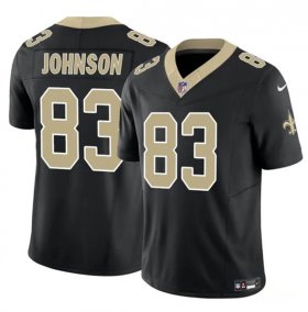 Men\'s New Orleans Saints #83 Juwan Johnson Black 2023 F.U.S.E. Vapor Untouchable Limited Football Stitched Jersey