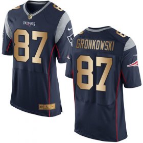 Wholesale Cheap Nike Patriots #87 Rob Gronkowski Navy Blue Team Color Men\'s Stitched NFL New Elite Gold Jersey