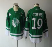Wholesale Cheap Blackhawks #19 Jonathan Toews Green St. Patty's Day Embroidered Youth NHL Jersey