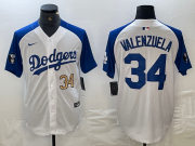 Cheap Men's Los Angeles Dodgers #34 Toro Valenzuela Number White Blue Fashion Stitched Cool Base Limited Jersey