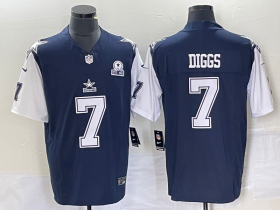 Wholesale Cheap Men\'s Dallas Cowboys #7 Trevon Diggs Navy Blue FUSE Vapor Thanksgiving 1960 Patch Limited Stitched Jersey