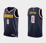 Wholesale Cheap Men's Denver Nuggets #0 Christian Braun Navy 2022 Icon Edition Stitched Jersey