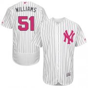 Wholesale Cheap Yankees #51 Bernie Williams White Strip Flexbase Authentic Collection Mother's Day Stitched MLB Jersey