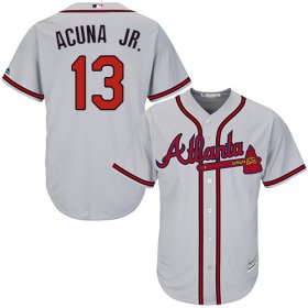Wholesale Cheap Braves #13 Ronald Acuna Jr. Grey New Cool Base Stitched MLB Jersey