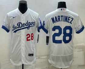 Cheap Men\'s Los Angeles Dodgers #28 JD Martinez Number White 2022 City Connect Flex Base Stitched Jersey