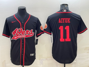 Wholesale Cheap Men's San Francisco 49ers #11 Brandon Aiyuk Black With Patch Cool Base Stitched Baseball Jersey