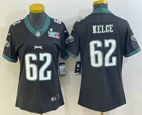 Cheap Women\'s Philadelphia Eagles #62 Jason Kelce Limited Black Super Bowl LVII Vapor Jersey