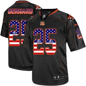 Wholesale Cheap Nike Bengals #25 Giovani Bernard Black Men\'s Stitched NFL Elite USA Flag Fashion Jersey