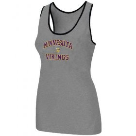Wholesale Cheap Women\'s Nike Minnesota Vikings Heart & Soul Tri-Blend Racerback Stretch Tank Top Light Grey