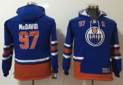 Wholesale Cheap Oilers #97 Connor McDavid Light Blue Youth Name & Number Pullover NHL Hoodie