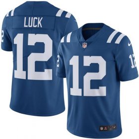 Wholesale Cheap Nike Colts #12 Andrew Luck Royal Blue Men\'s Stitched NFL Limited Rush Jersey