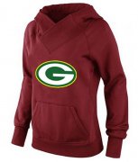 Wholesale Cheap Women's Green Bay Packers Logo Pullover Hoodie Red