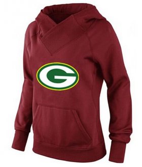 Wholesale Cheap Women\'s Green Bay Packers Logo Pullover Hoodie Red