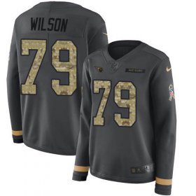 Wholesale Cheap Nike Titans #79 Isaiah Wilson Anthracite Salute to Service Women\'s Stitched NFL Limited Therma Long Sleeve Jersey