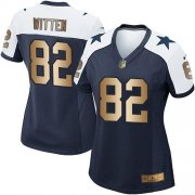 Wholesale Cheap Nike Cowboys #82 Jason Witten Navy Blue Thanksgiving Throwback Women's Stitched NFL Elite Gold Jersey