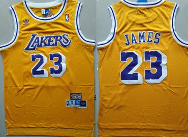 Wholesale Cheap Los Angeles Lakers #23 Lebron James Yellow Hardwood Classics Jersey