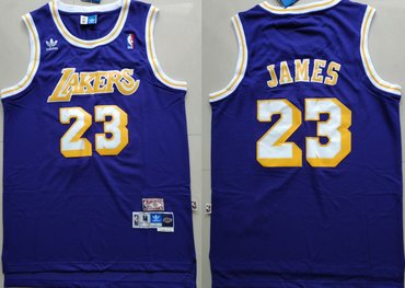 Wholesale Cheap Los Angeles Lakers #23 Lebron James Purple Hardwood Classics Jersey