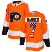 Wholesale Cheap Adidas Flyers #7 Bill Barber Orange Home Authentic USA Flag Stitched NHL Jersey