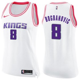 Wholesale Cheap Women\'s Sacramento Kings #8 Bogdan Bogdanovic White Pink Basketball Swingman Fashion Jersey