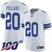 Wholesale Cheap Nike Cowboys #20 Tony Pollard White Youth Stitched NFL 100th Season Vapor Limited Jersey