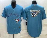 Cheap Men's Toronto Blue Jays Big Logo Light Blue Stitched MLB Cool Base Nike Jersey