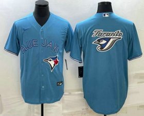 Cheap Men\'s Toronto Blue Jays Big Logo Light Blue Stitched MLB Cool Base Nike Jersey