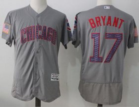 Wholesale Cheap Cubs #17 Kris Bryant Grey Fashion Stars & Stripes Flexbase Authentic Stitched MLB Jersey