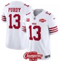 Cheap Men's San Francisco 49ers #13 Brock Purdy White 2023 F.U.S.E. With 1-star C Ptach And NFC West Champions Patch Football Stitched Jersey