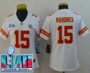 Cheap Women's Kansas City Chiefs #15 Patrick Mahomes Limited White Super Bowl LVII Vapor Jersey