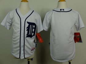 Wholesale Cheap Tigers Blank White Cool Base Stitched Youth MLB Jersey