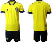 Wholesale Cheap Men 2021 European Cup Sweden home yellow Soccer Jersey